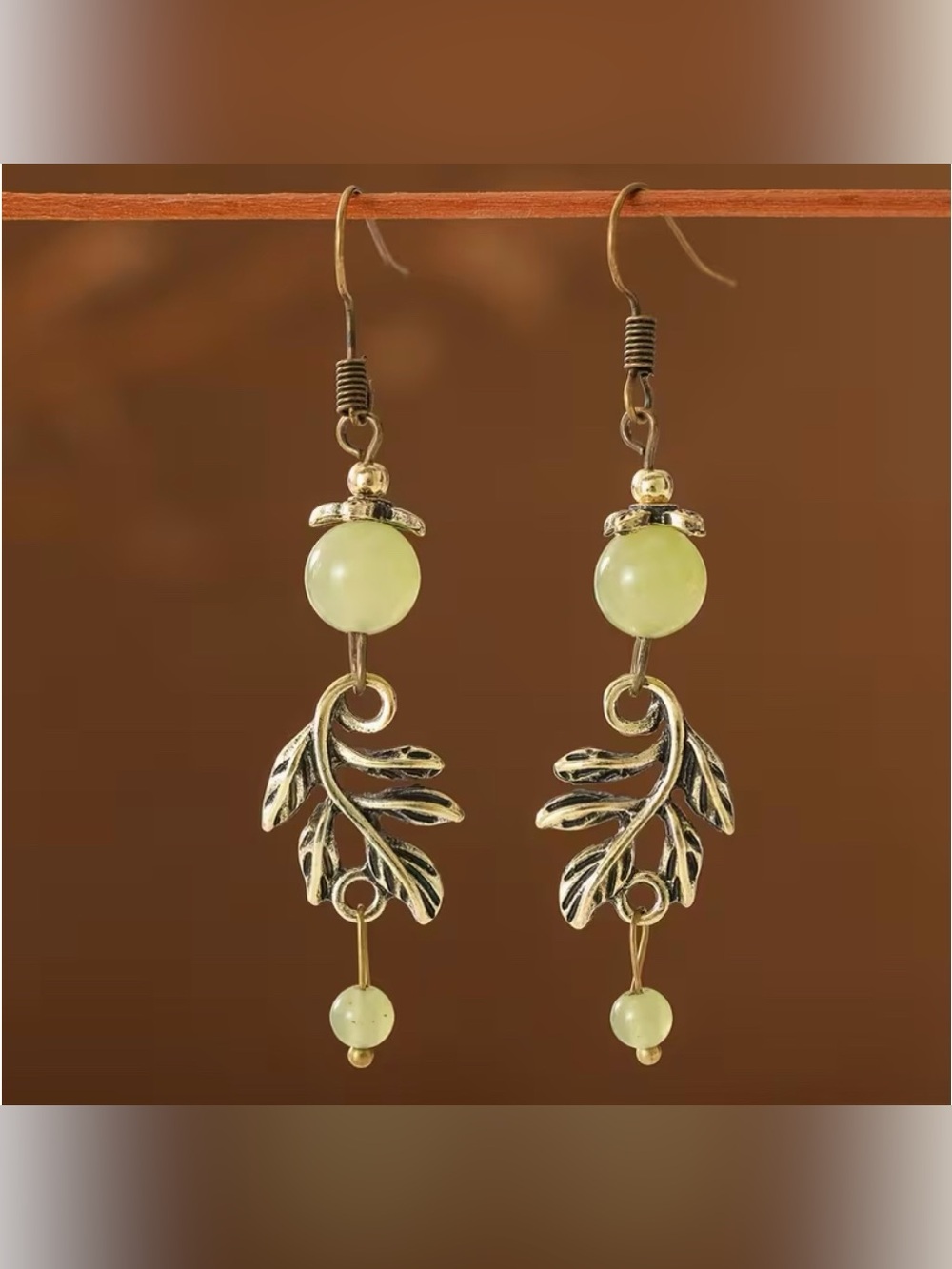 Beaded Leaf Dangle Earrings New